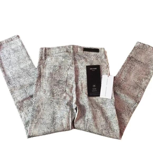 GRLFRND Reed High Rise Skinny Jeans Sz 25/26 NWT Animal Spotted Print USA