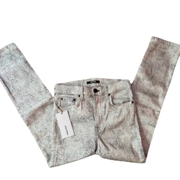 GRLFRND Reed High Rise Skinny Jeans Sz 25/26 NWT Animal Spotted Print USA