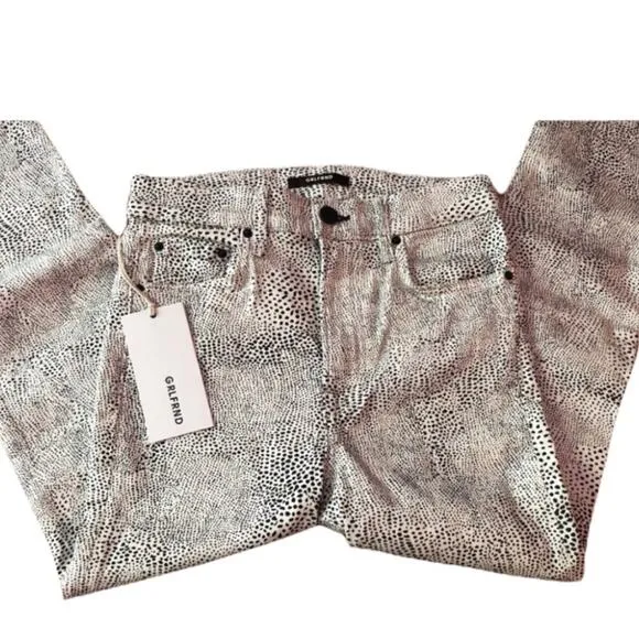 GRLFRND Reed High Rise Skinny Jeans Sz 25/26 NWT Animal Spotted Print USA