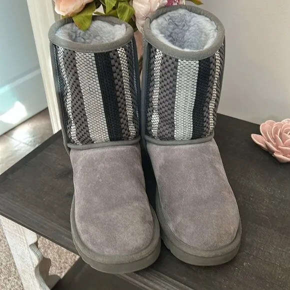 GUC UGG Australia Classic Short Woven UGGpure Lined boots(size 9)