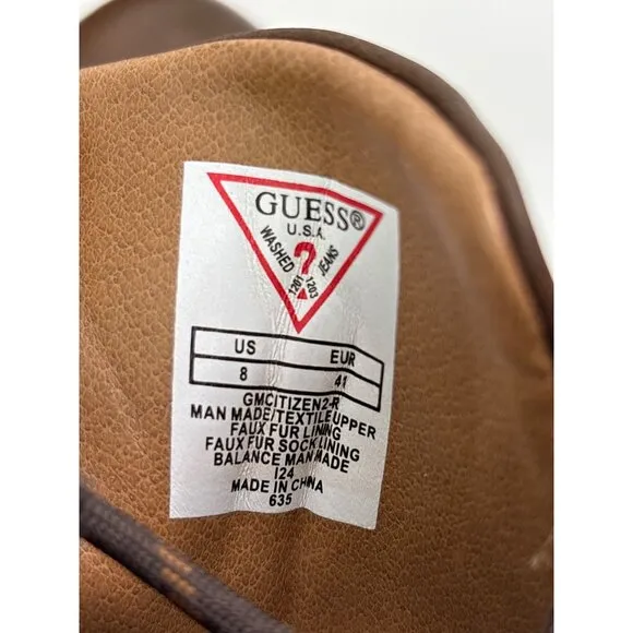 Guess Mens Citizen Lace Up Boots Brown Size 8 NWOB