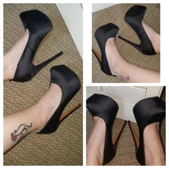 H by Halston Heels Stilettos Platforms Pumps Shoes BLACK Women's Woman's Size 6