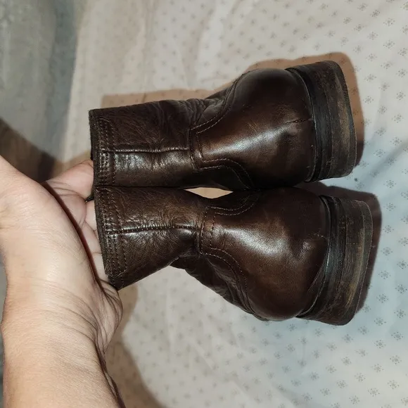 H Halston London brown leather zip mens ankle boots size 9.5/10