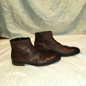 H Halston London brown leather zip mens ankle boots size 9.5/10