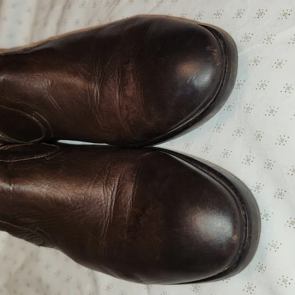 H Halston London brown leather zip mens ankle boots size 9.5/10
