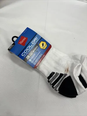 Hanes Men's Cool Dri 3 Pair No-Show Wicking Arch Support Black White Gray