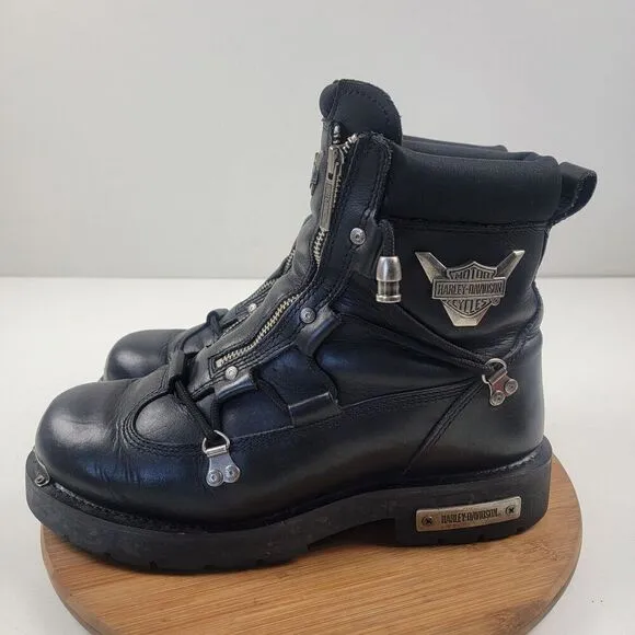Harley Davidson Black Leather Brake Light Riding Moto Boots Men Sz 11.5 D91680