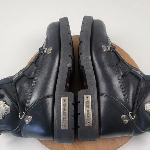 Harley Davidson Black Leather Brake Light Riding Moto Boots Men Sz 11.5 D91680