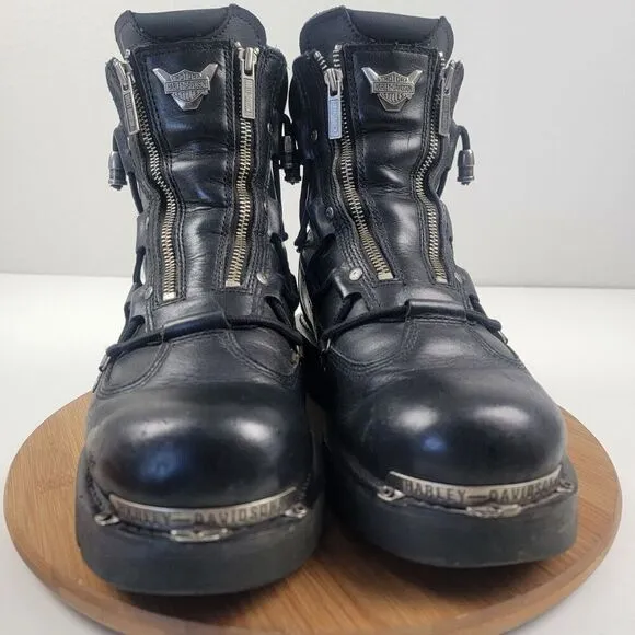 Harley Davidson Black Leather Brake Light Riding Moto Boots Men Sz 11.5 D91680