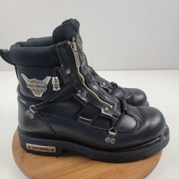 Harley Davidson Black Leather Brake Light Riding Moto Boots Men Sz 11.5 D91680