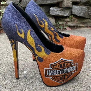 Harley Davidson inspired custom heels size 8