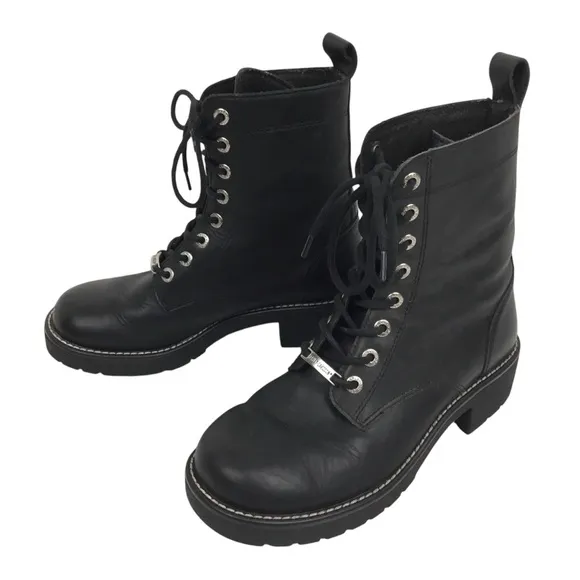 Harley Davidson Mens Leather Moto Combat Boots Black