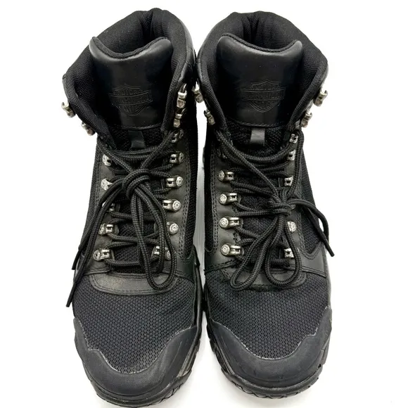 Harley-Davidson Men's Parkwood Black Leather and Mesh Motorcycle Boots