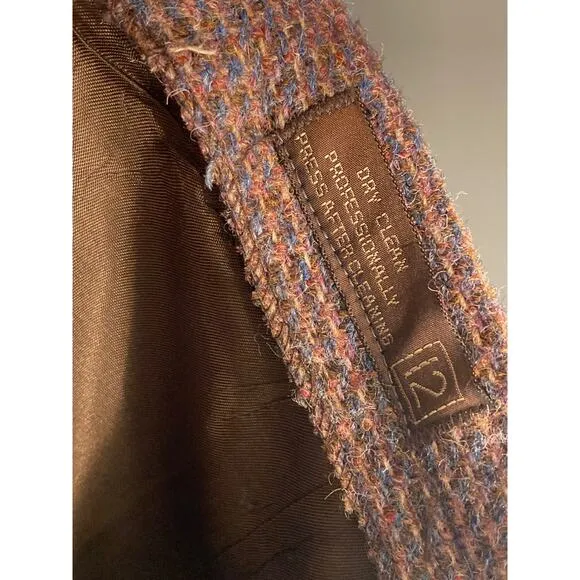 Harris Tweed Pencil Skirt Vintage Brown Blue Fabulous Classic Elegance Sz 12 M