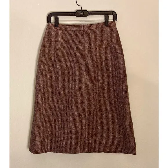 Harris Tweed Pencil Skirt Vintage Brown Blue Fabulous Classic Elegance Sz 12 M