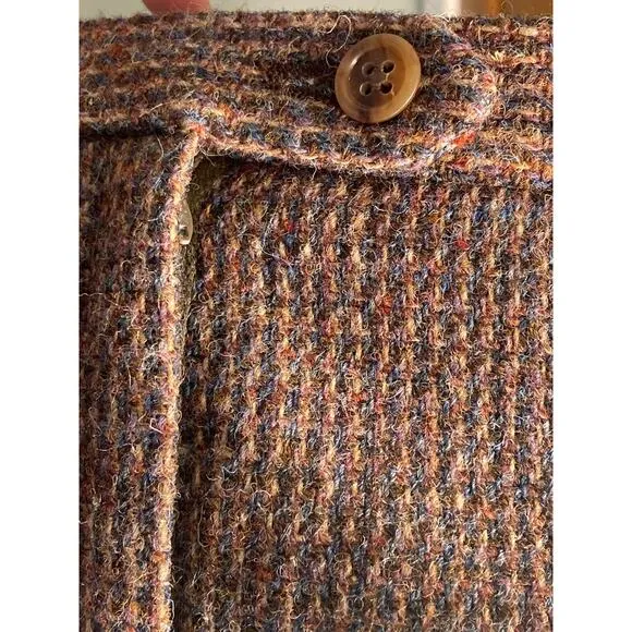 Harris Tweed Pencil Skirt Vintage Brown Blue Fabulous Classic Elegance Sz 12 M