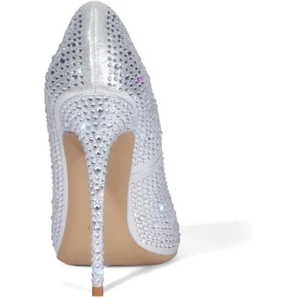 Heels for Bride Shoes for Women Silver Rhinestone
