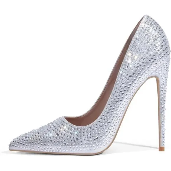 Heels for Bride Shoes for Women Silver Rhinestone