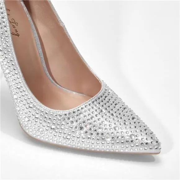 Heels for Bride Shoes for Women Silver Rhinestone