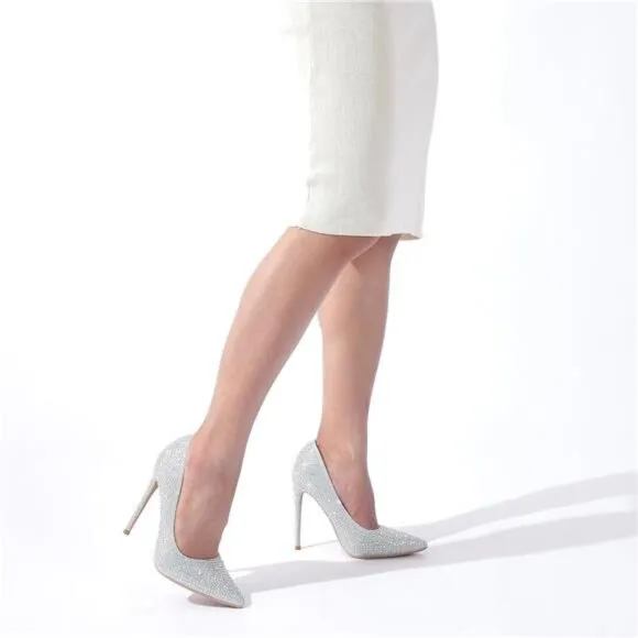Heels for Bride Shoes for Women Silver