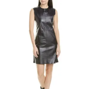 HELMUT LANG Sz 8 Black Leather Open Back Dress $1990