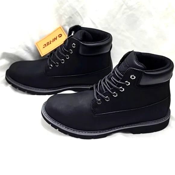 HI-TEC REZNOR 6IN SOFT TOE BOOTS BLACK DURABLE GRIP MENS 10.5 WATERPROOF