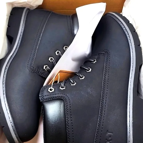 HI-TEC REZNOR 6IN SOFT TOE BOOTS BLACK DURABLE GRIP MENS 10.5 WATERPROOF