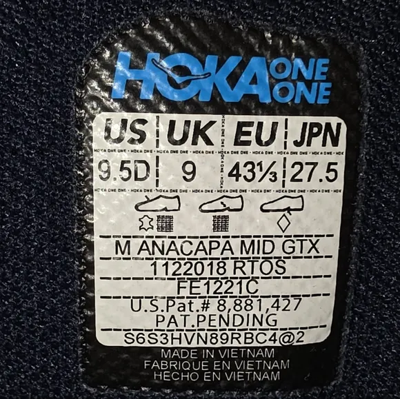Hoka One Anacapa Mid Gore-Tex GTX 1122018/RTOS Sports Hiking