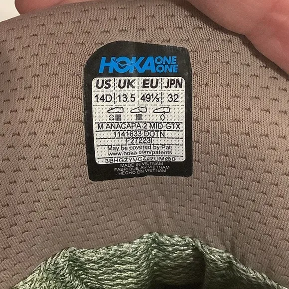 Hoka One One Anacapa 2 Mid GTX Hiking Boots, Size 14
