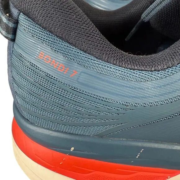 Hoka One One Bondi 7 Mens Size 13 Real Teal Outer Space Blue Orange Running Walk