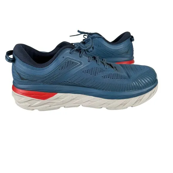 Hoka One One Bondi 7 Mens Size 13 Real Teal Outer Space Blue Orange Running Walk