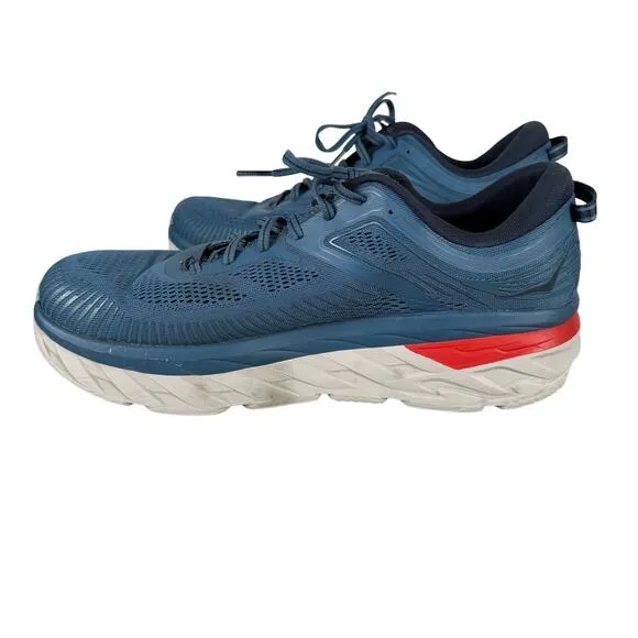 Hoka One One Bondi 7 Mens Size 13 Real Teal Outer Space Blue Orange Running Walk