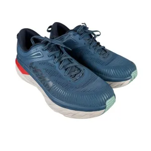Hoka One One Bondi 7 Mens Size 13 Real Teal Outer Space Blue Orange Running Walk