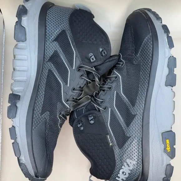 Hoka One One Men’s Sky TOA GTX Hiking Shoes Sz 12 Black Grey Waterproof EUC