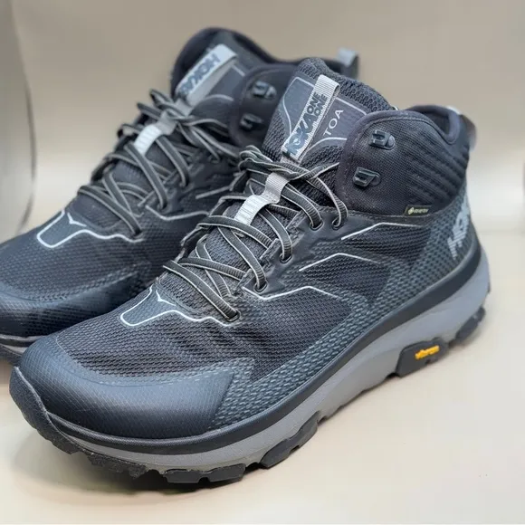 Hoka One One Men’s Sky TOA GTX Hiking Shoes Sz 12 Black Grey Waterproof EUC