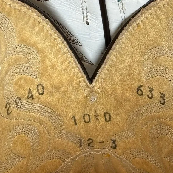 Hondo Spanish Shoulder Leather White Brown Western Cowboy Boots 10.5D