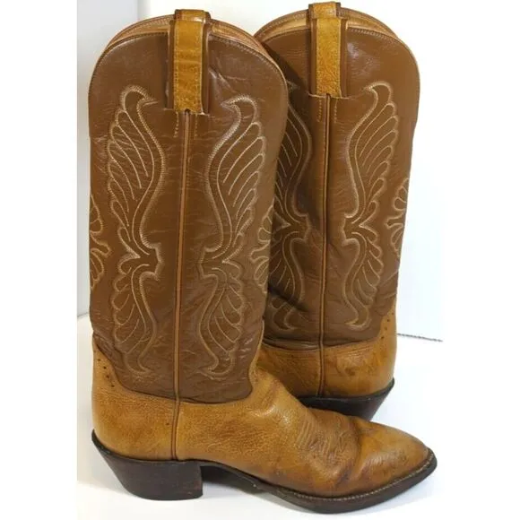 Hondo Tan Leather Pointed Toe Western Cowboy Boots Men's Size 10‎ B Vintage