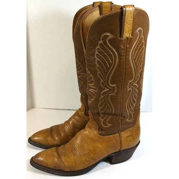 Hondo Tan Leather Pointed Toe Western Cowboy Boots Men's Size 10‎ B Vintage