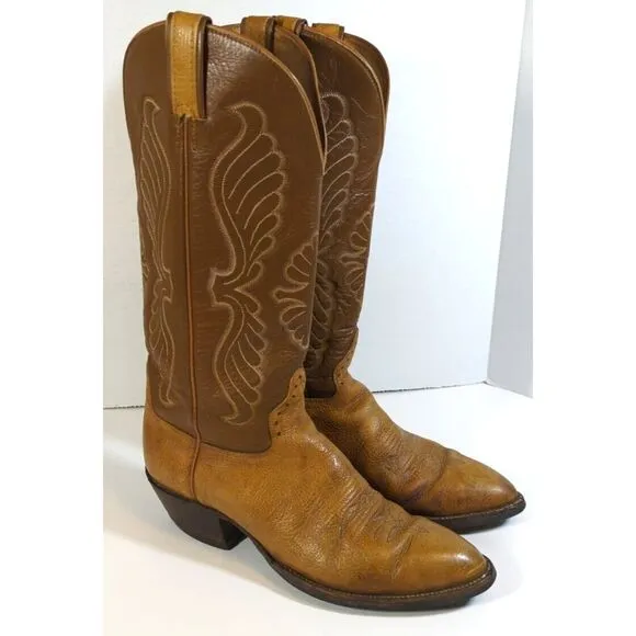 Hondo Tan Leather Pointed Toe Western Cowboy Boots Men's Size 10‎ B Vintage