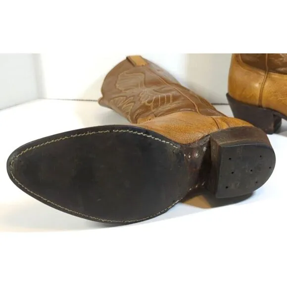 Hondo Tan Leather Pointed Toe Western Cowboy Boots Men's Size 10‎ B Vintage