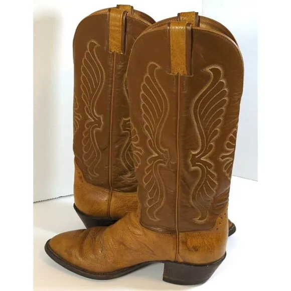 Hondo Tan Leather Pointed Toe Western Cowboy Boots Men's Size 10‎ B Vintage