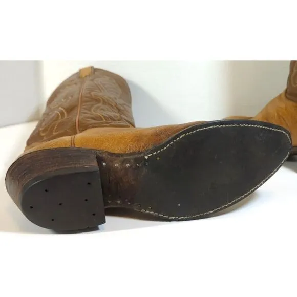 Hondo Tan Leather Pointed Toe Western Cowboy Boots Men's Size 10‎ B Vintage