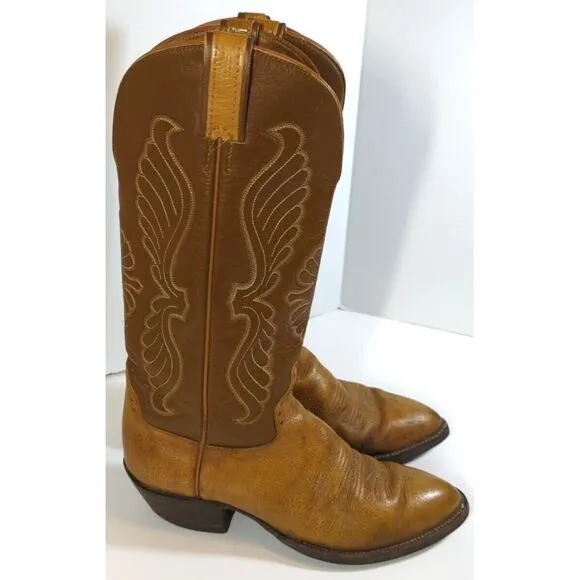 Hondo Tan Leather Pointed Toe Western Cowboy Boots Men's Size 10‎ B Vintage