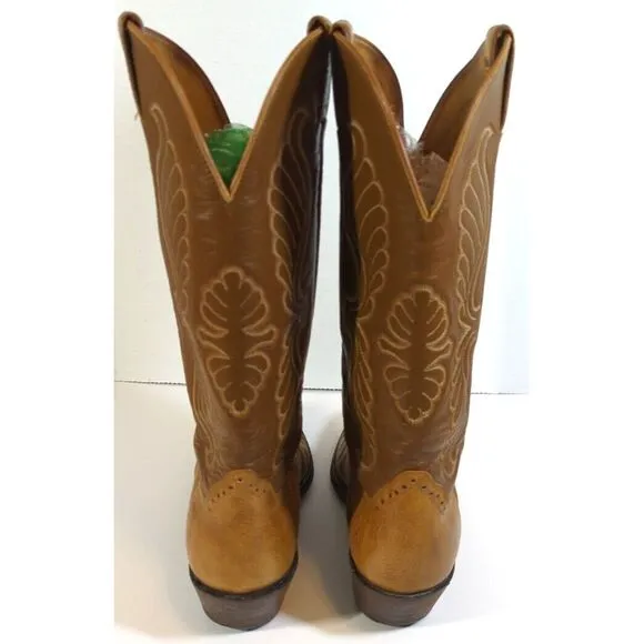 Hondo Tan Leather Pointed Toe Western Cowboy Boots Men's Size 10‎ B Vintage