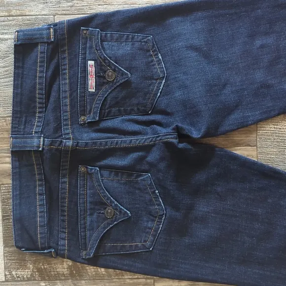 HUDSON&quot;Rebel&quot; Signature bootcut darkwash jeans #W170DHK sz 26x35.5L TALL euc