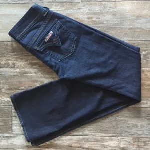 HUDSON&quot;Rebel&quot; Signature bootcut darkwash jeans #W170DHK sz 26x35.5L TALL euc