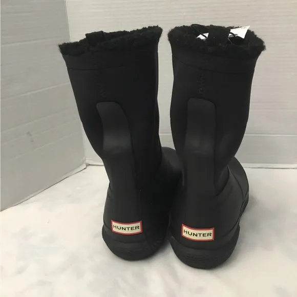 Hunter Black Winter Rain Boots Cozy Pull-On Style