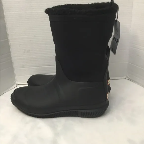 Hunter Black Winter Rain Boots Cozy Pull-On Style