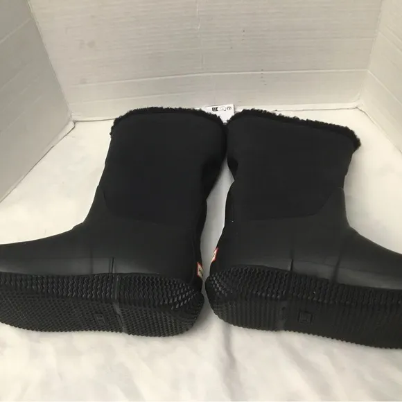 Hunter Black Winter Rain Boots Cozy Pull-On Style