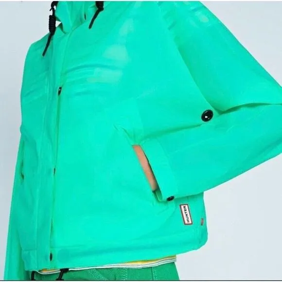 Hunter Boots Original Crop Vinyl Rain Coat Smock Jacket Ocean S M L XL Festival